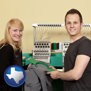 embroidery services company employees - with Texas icon